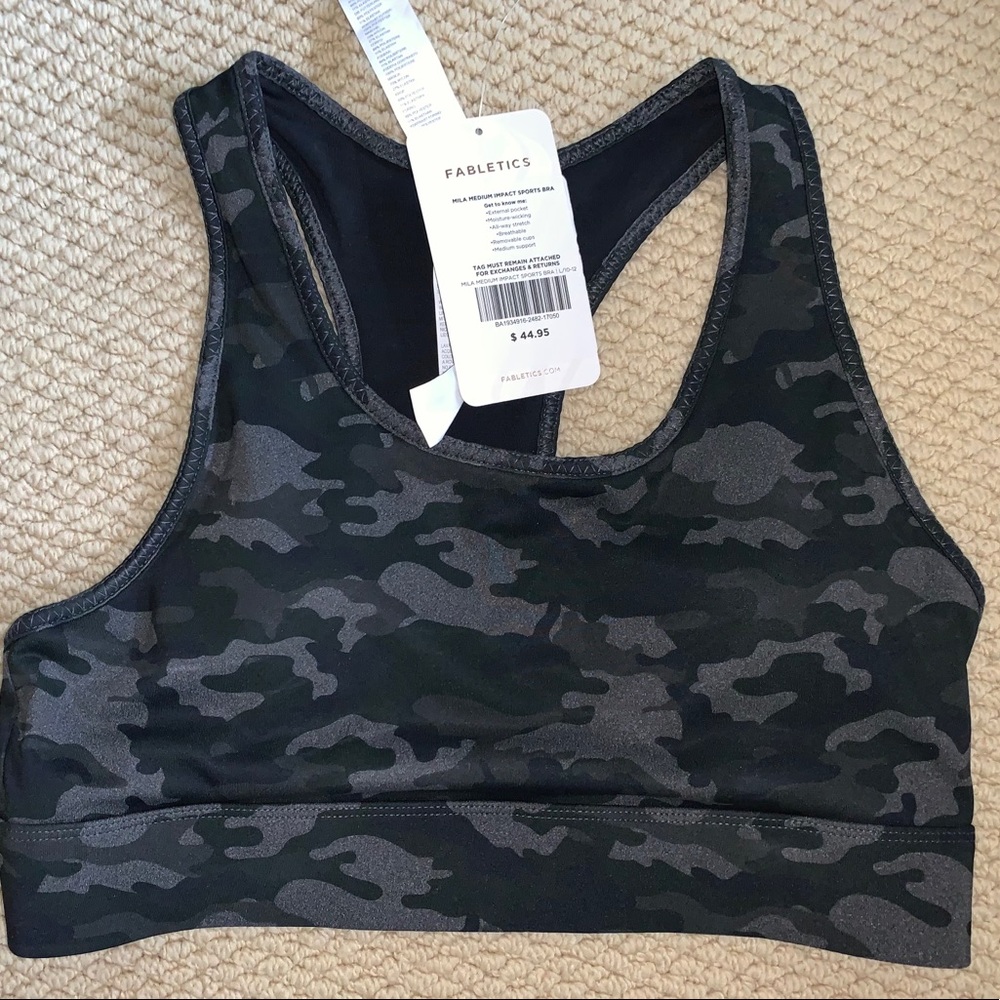 Fabletics Mila Medium Impact Sports Bra Large Camo